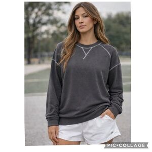 NEW ZEAGOO GRAY SWEATSHIRT SIDE ZIPPER ACCENTS